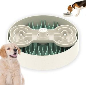 Puzzle Feeder Dog Slow Feeder Bowl - 15 Times Slower, 3 Parts, Silicon Mat, Dishwasher Safe, Spinning Bone Plate, Pet Toy, Multicoloured