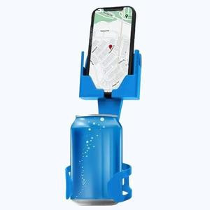 DETROIT BLUE Cell Phone Seat - Made In Detroit - Blue Cup Holder Phone Stand - Cell Phone Holder - Made In America Cell Phone Car Mount - Cellphone Hacks - Cell Phone Holder for Car or Truck - Flexible Base Fits Most Cupholders