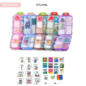 PillyPal V1, 2 Sticker Sheets, 10 Compartments, Medicine Organizer, Portable Durable Pill Case, Vitamins, Pill Organizer, Healthcare Aid, Travel Organizer