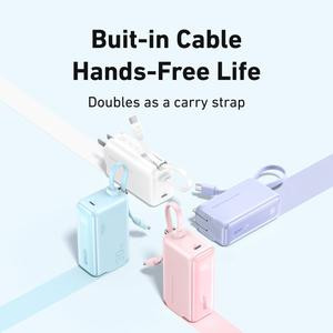 Anker 3in1 Power Bank,  5,000mAh Portable Charger with Built-in Cable and Foldable AC Plug, 30W Max Compact Battery Pack, for iPhone 15 Series, Galaxy, MacBook and More Charging Devices Accessories