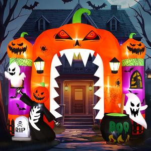SHareconn Giant 10FT Halloween Inflatable Pumpkin Orange Outdoor Decorations with LED Lights Blow up Clearance for Indoor Holiday Party Garden Lawn Decor
