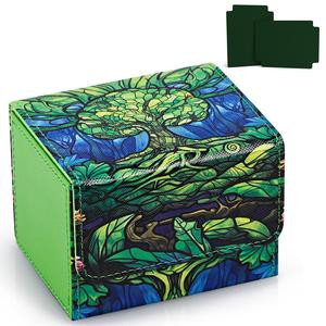 Deck Box for MTG Cards,Trading Card Storage Box Holds 120+ Commander Deck,Leather Card Box Suits TCG Magic Cards with 2 Dividers Organiser yugioh deck Automatic Transmission