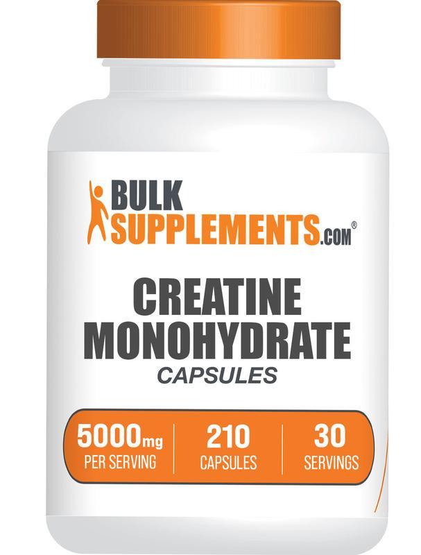 BulkSupplements.com Creatine Monohydrate Capsules - Dietary Supplements - Muscle - Fitness Supplements - Creatine Capsules - 210-420 Capsules - 5000mg per Serving