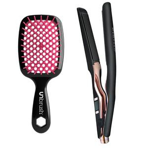 UNbrush Styling Duo: UNbrush Detangling Brush and The Curve Pro Styling Iron by FHI Heat