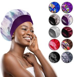 Silky Satin Wide Band Bonnet Cap – Lightweight, Breathable, and Skin-Friendly, Available in Plain, Floral, Striped, and Polka Dot Designs