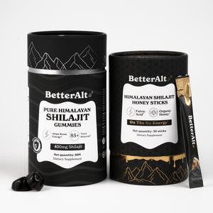 BetterAlt Ultimate Power Up Duo | Shilajit GOLD+ Honey Sticks + Shilajit Gummies | 3rd-party Lab Tested | Metabolism & Energy | Himalayan Supplement