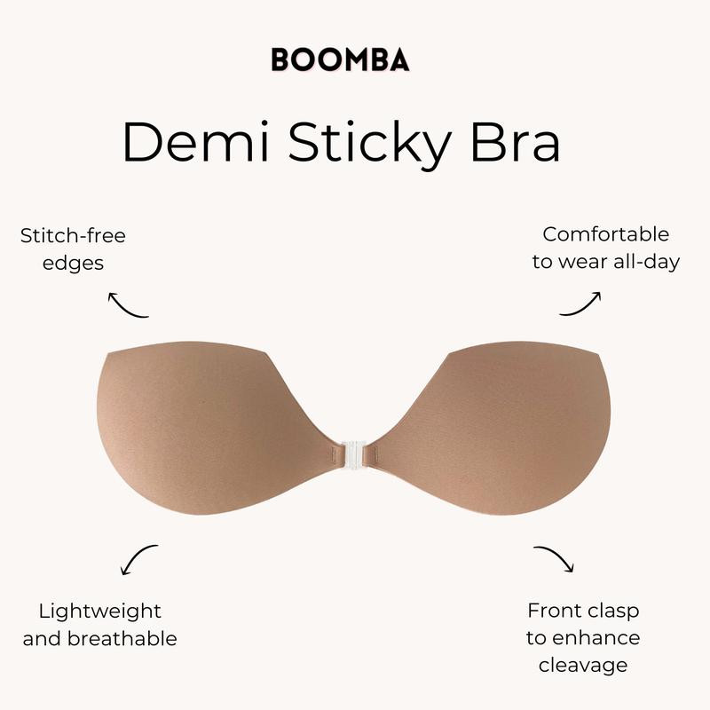 BOOMBA Demi Sticky Adhesive Bra - Patented Sticky Fashion Bra Inserts