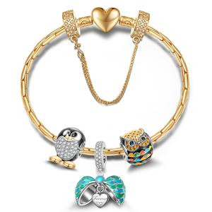 [1PC Charms Bracelet Set] "I Love You Forever" GONA Jewerly Sterling Silver Charming Bracelet with Cute and Wise Little Angel Charms