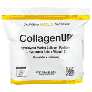 California Gold Nutrition CollagenUP®, Hydrolyzed Marine Collagen Peptides with Hyaluronic Acid and Vitamin C, Unflavored, 2.2 lb (1 kg)