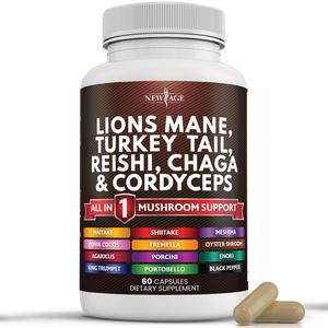 NEW AGE Lions Mane 3000mg 20in1 Mushroom Supplement with Turkey Tail 2000mg Reishi 1000mg Cordyceps Chaga 1000mg with Marshmallow Root