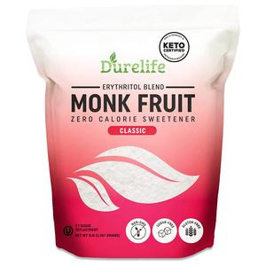 Durelife Monk Fruit Sweetener, 1:1 Sugar Replacement, Keto Diet Friendly, Zero Calorie Sugar Substitute, Packaging May Vary Flavor