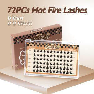 Star Candy Cluster Lashes Inividual Lashes 9-13mm DIY Lash Extensions D Curl Volume Wispy Soft Comfortable Band False Lashes Eyelashes Makeup