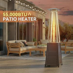 5,5000 BTU Outdoor Patio Heater with Wheels and Cover, Glass Tube Propane Pyramid Heater, Anti-Tilt Safety Device, Outdoor Heater for Home and Commercial