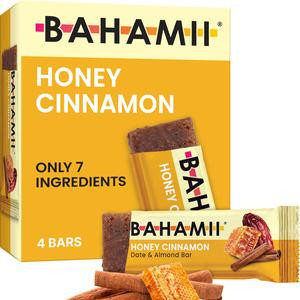 BAHAMII Honey Cinnamon Date Bars – Dairy-Free, Gluten-Free, No Refined Sugar, High-Fiber Energy Snack (4-Bars)