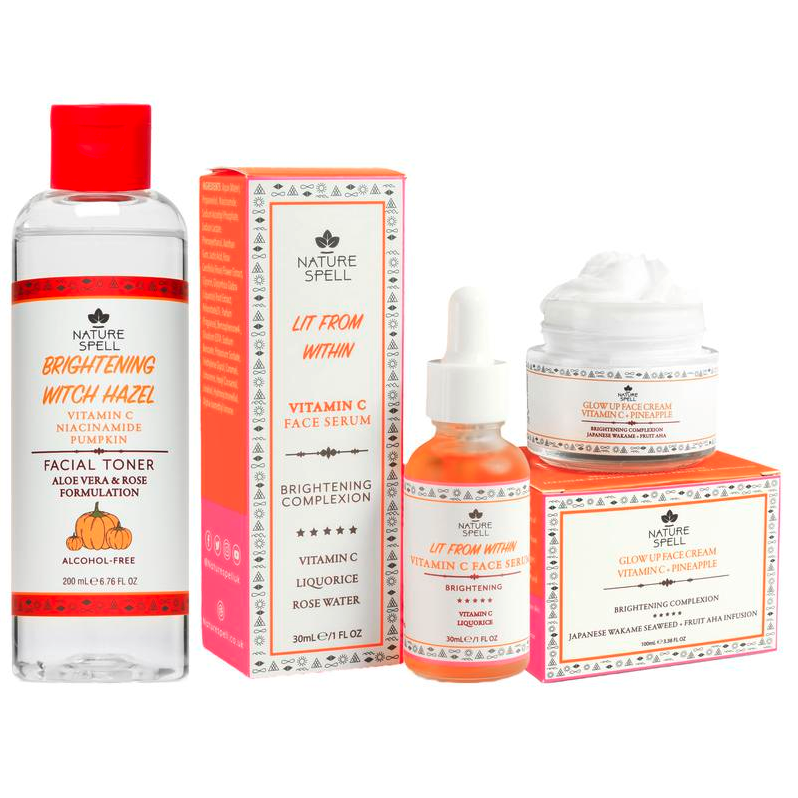Nature Spell Vitamin C Brightening Skincare Set - Toner + Serum + Moisturiser 3