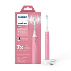 Philips Sonicare 4100 Power Toothbrush, Rechargeable Electric Toothbrush with Pressure Sensor, Deep Pink HX3681/26 Sensitive Cleansing