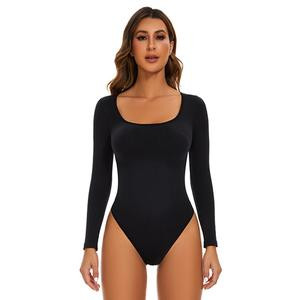 SHAPER FLEX Women's Long Sleeve Shapewear Bodysuit, Shaping Thong Panties, Tummy Control Body Shaper, Thong Shapewear for Women (Black, 2XL)