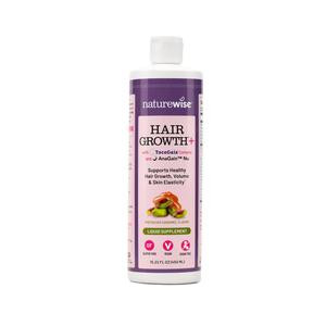 NatureWise Hair Growth Plus - Hair Growth Supplements Women & Men - With Clinically Tested AnaGain Nu + No Biotin - Sugar Free & Vegan - Pistachio Caramel Flavor - USA Manufactured
