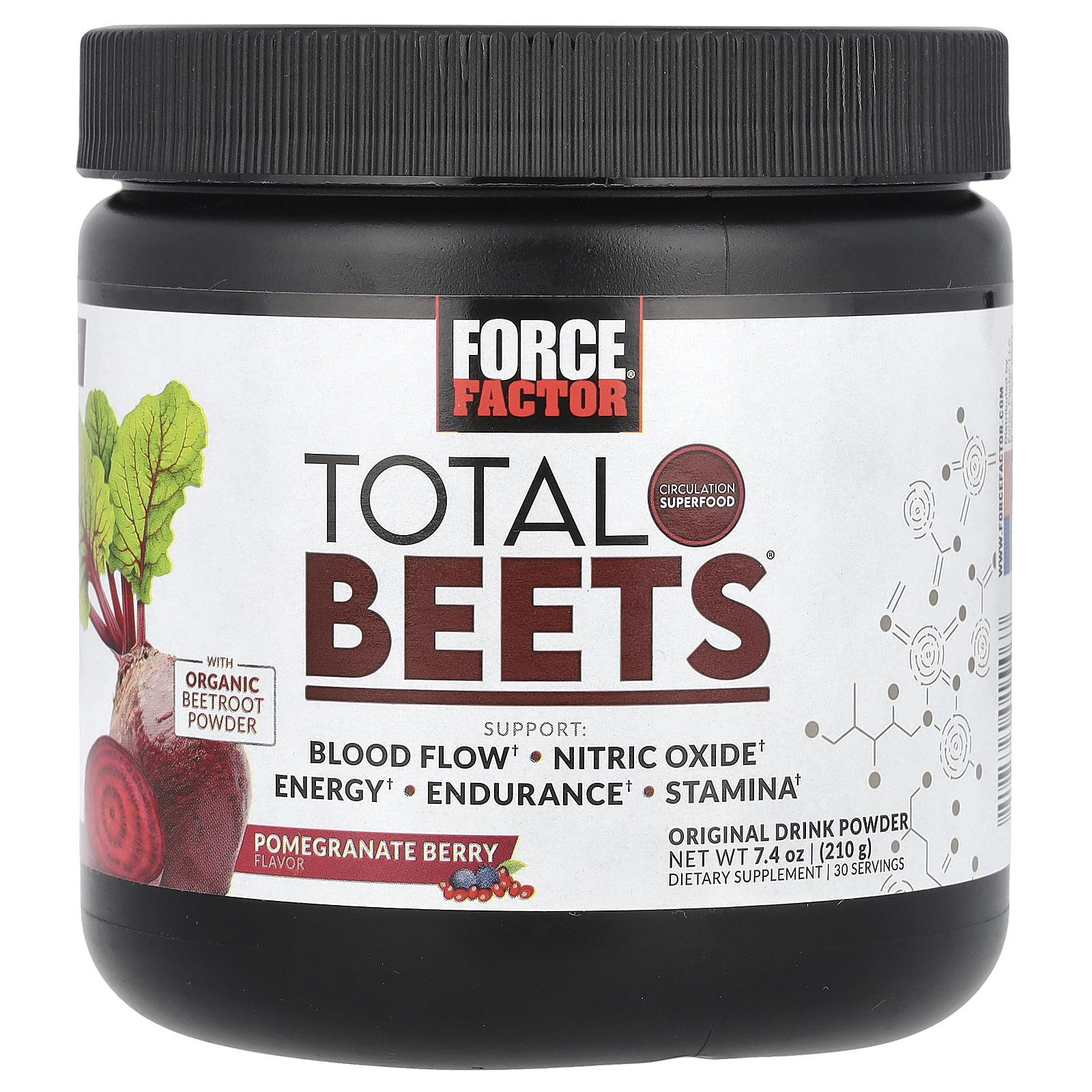 Force Factor Total Beets, Original Drink Powder, Pomegranate Berry, 7.4 oz (210 g)
