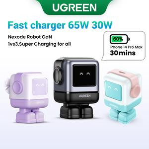 UGREEN Uno 100W 65W 30W USB C Charger 3/4-Port Robot GaN Fast Charger PPS PD3.0 for iPhone 16 15 14 Pro Max Fast Charge for Laptop Macbook