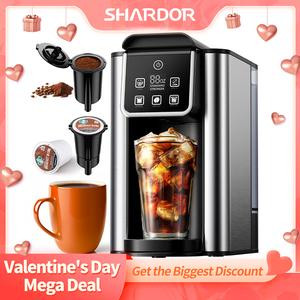 Hot & Iced Coffee Maker, Single Serve Coffee Maker for K Cup and Grounds, 6-14 Oz Brew Sizes, 50 Oz Removable Water Tank, One Cup Coffee Machine
