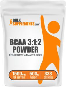 BulkSupplements.com BCAA 3:1:2 (Branched Chain Amino Acids) Powder - Dietary Supplements - Edible - Fitness Supplements - Muscle - Workout - Amino Acid - Protein - 100g-1kg - 1500mg per Serving