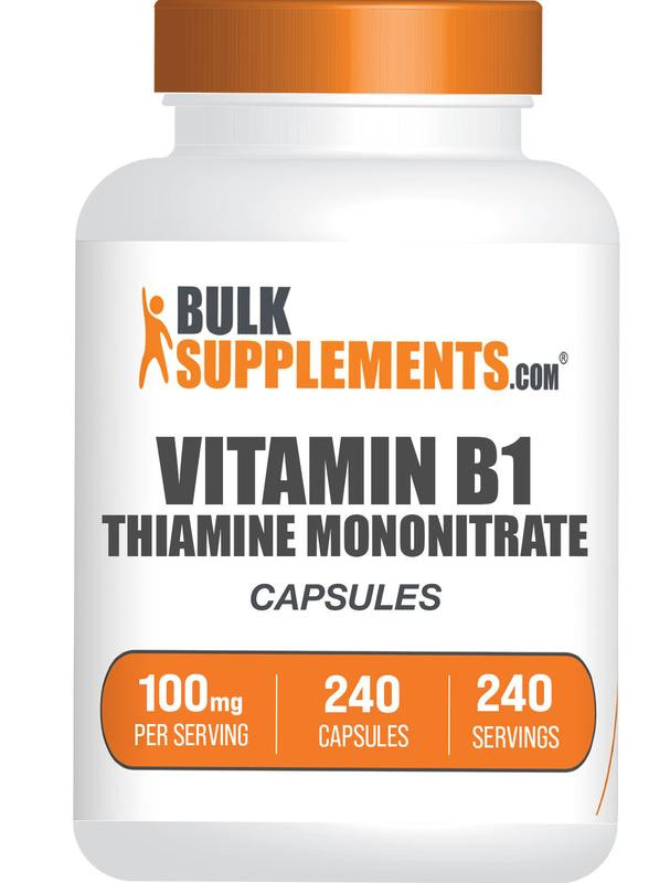 BulkSupplements.com Thiamine Mononitrate (Vitamin B1) Capsules - Dietary Supplements - Vitamins and Minerals - Edible - Vitamin B1 Capsule - 240 Capsules - 100mg per Serving