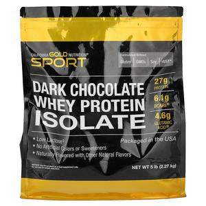 California Gold Nutrition Sport, Dark Chocolate Whey Protein Isolate, 5 lb (2.27 kg)