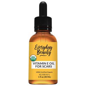 Organic Vitamin E Oil for Scars - USDA Certified All Natural Plant Based 1oz - Light and Unscented Great for Facial Scars After Surgery - Reduce Wrinkles, Anti Aging, Lighten Dark Spots