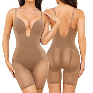 Sexy Shiny Delicate Spaghetti Strap Seamless Party Bodycon Dress-Brown fajas  de Women's Waist Trainer Bodysuit with Butt Lifter