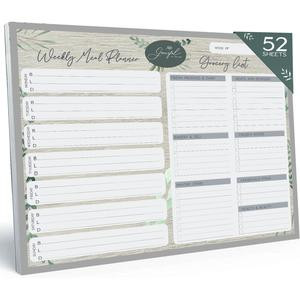 Weekly Meal Planner and Grocery List Notepad - Magnetic & Adhesive - Perforated Grocery List Categorized By Aisle