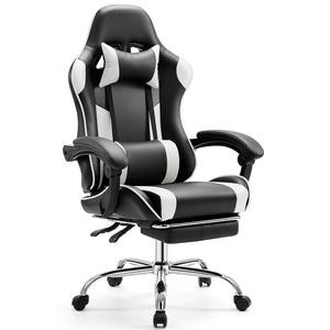 【Back to school】Height-Adjustable Gaming Chair with Footrest, 360° Swivel Seat, Headrest for Office or Gaming Use