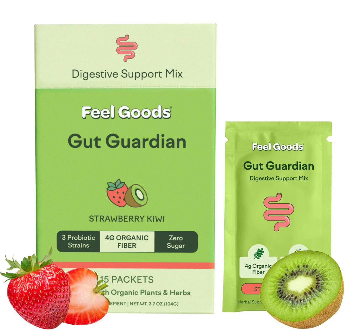 Feel Goods Gut Guardian – Organic Fiber, Probiotic & Prebiotics, Digestive Herbs for Better Gut Health, Regularity, Bloat Relief - Zero Sugar