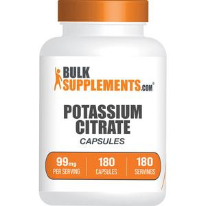 BulkSupplements.com Potassium Citrate Capsules - Dietary Supplements - Fitness Mineral - 180-500 Capsules - 99mg per Serving