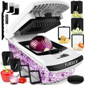 Fullstar Vegetable Chopper - Food Chopper - Onion Chopper - Vegetable Slicer & Spiralizer - Veggie Chopper with Container - Kitchen Gadgets - Home Essentials - Kitchen Accessories (4 in 1, White) Fullstar