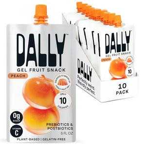 DALLY Peach Konjac Jelly (10 Pack) - Plant Based, Low-Calorie Jellified Fruit Snack - Zero Sugar with Vitamin C & Prebiotic Postbiotic Blend Sweet