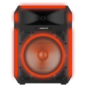 Monster X6 - Bluetooth Party Speaker with Adjustable Black Design and Orange Lighting, Compatible with USB Audio and Microphone Use Resistant Watts
