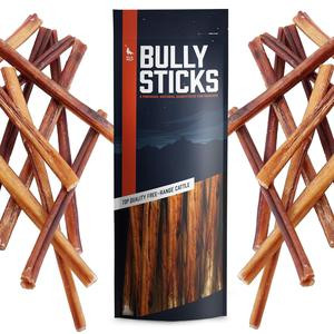 12-inch Bully Sticks (8oz.) Healthy, All-Natural, Long-Lasting Dog Chew Bones - Low Odor - Mixed Thickness