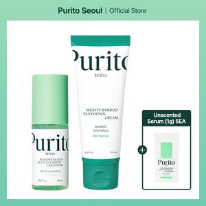 [Purito Official] BEST DUO FOR GLASS SKIN_(Centella Unscented Serum & Mighty Bamboo Panthenol Cream), Moisturizer, Vegan & Cruelty-Free, Korean Comfort vitamin  serum daily skincare