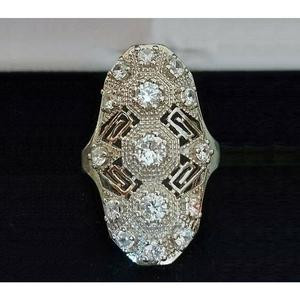 Vintage 925 Sterling Silver European Cut Art Deco Ring