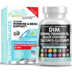 DIM 300mg Evening Primrose 3000mg Black Cohosh 3000mg Calcium D-Glucarate 250mg Sulforaphane Flax Seed Extract - Hormonal Balance Support Vitamins for Women with Dong Quai - Made in USA 60 Caps Supplement Fitness
