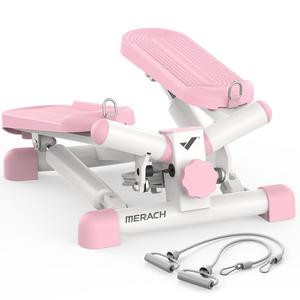 MERACH Steppers for Exercise, Space-saving Stair Stepper with Resistance Bands, Mini Stepper for Home And Office Use with 330LBS Loading Capacity, Hydraulic Fitness Stepper with LCD Monitor