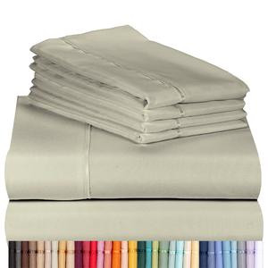 LuxClub 6 PC Sheet Set Sheets Deep Pockets 18' Eco Friendly Wrinkle Free Sheets Machine Washable Hotel Bedding Silky Soft - Alternative Colors #1
