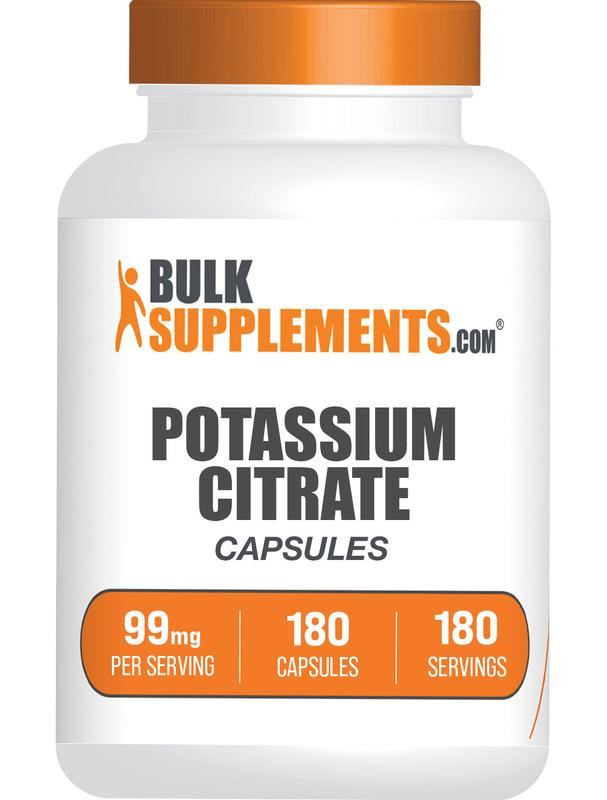 BulkSupplements.com Potassium Citrate Capsules - Dietary Supplements - Fitness Mineral - 180-500 Capsules - 99mg per Serving