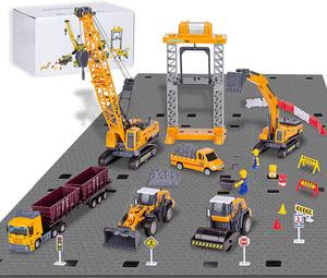 CloverCat Construction Toys for Kids - Toy Construction Vehicles Playset with Excavator, Tractor Truck, Backhoe, Crane, Dump Trucks - Great Birthday Gift for 3 4 5 Year Old Boys & Toddlers (Set 3)