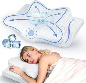 Emircey Memory Foam Neck Pillow, Soft Comfortable Contour Sleep Pillow, Odorless Pillow/Breathable Cases, Bed Pillow, Valentines Day Gifts for Her Him