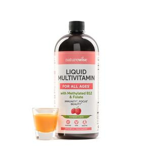 NatureWise Liquid Multivitamin - Sugar Free, Vegan, Gluten Free, Non-GMO Daily Liquid Multivitamin for All Ages - Liquid Supplement