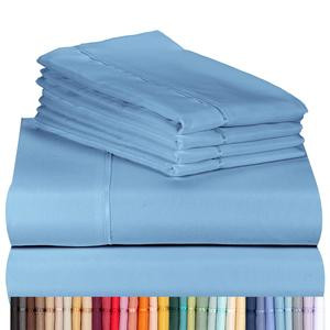 LuxClub 6 PC Sheet Set Deep Pockets 18' Eco Friendly Wrinkle Free Sheets Machine Washable Hotel Bedding Silky Soft - Alternative Colors #1