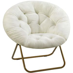 Cozy Saucer Chairs Faux Fur Living Room Reading Lounge Furniture Folding Comfy with Soft Thick Padded Seat Metal Frame Modern Style for Bedroom Home