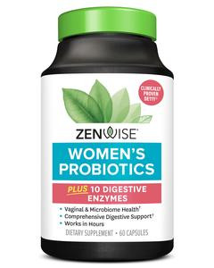 Zenwise Probiotics for Women – Probiotics + Prebiotic + Digestive Enzymes for Health, Daily Gut Flora Health, and Gas, Bloating and Irregularity for Optimal Digestive Health Wellness Dietary Supplement - 60 Count Capsule